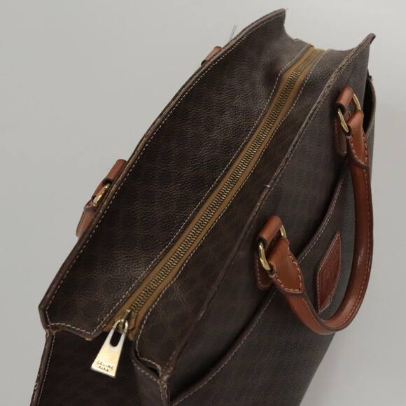 CELINE Macadam Canvas Hand Bag Pvc Leather Brown Gold - Picture 8 of 13